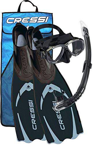 Cressi Pluma Pack de Snorkel, Unisex, Negro/Gris, 43/44 + Premium Anti Fog