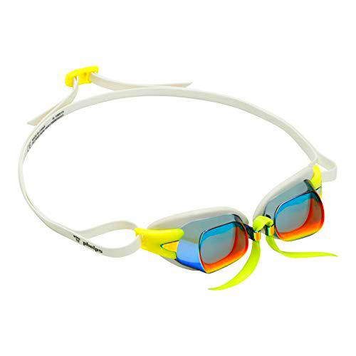 Aqua Sphere Chronos Gafas de natación, Unisex, Lente de Espejo-Blanco/Rojo Lima