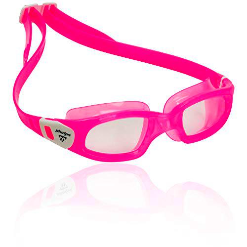 Phelps Tiburon Kid Gafas de natación, Lente Rosa y Blanco/Transparente