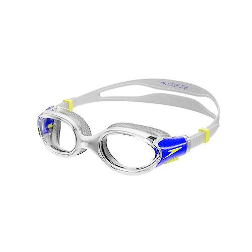 Speedo Gafas unisex Biofuse 2.0 para niños, transparente/cobalto verdadero/llovizna de limón, ONESZ