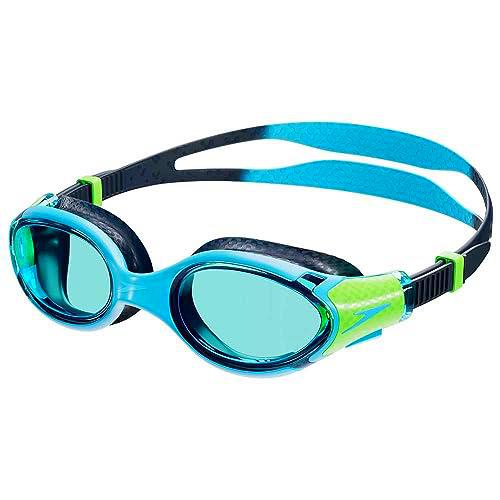 Speedo Gafas unisex Biofuse 2.0 para niños, azul hipersónico/azul marino/verde lumo/azul, ONESZ