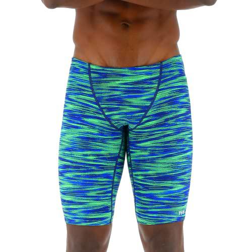 TYR Durafast Elite Athletic Jammer Bañador Hombre, Azul/Verde, W28