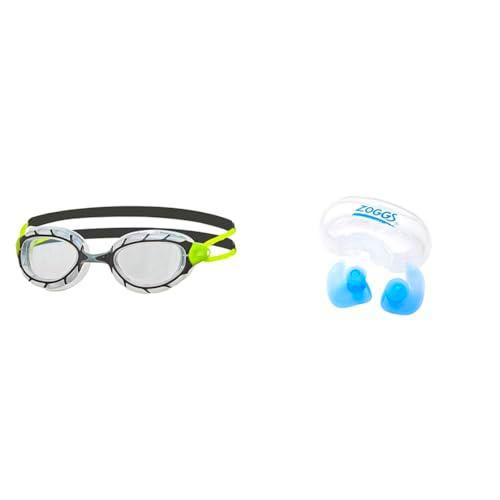 Zoggs Predator, Gafas De Natación Unisex Adulto, Negro/lima/transparente &amp; Aqua Plugz