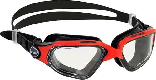 CRESSI Clear Eyes Goggles Black/Red - Gafas de Natación Unisex de Silicona Pura con Tratamiento Molecular Antivaho para Lentes